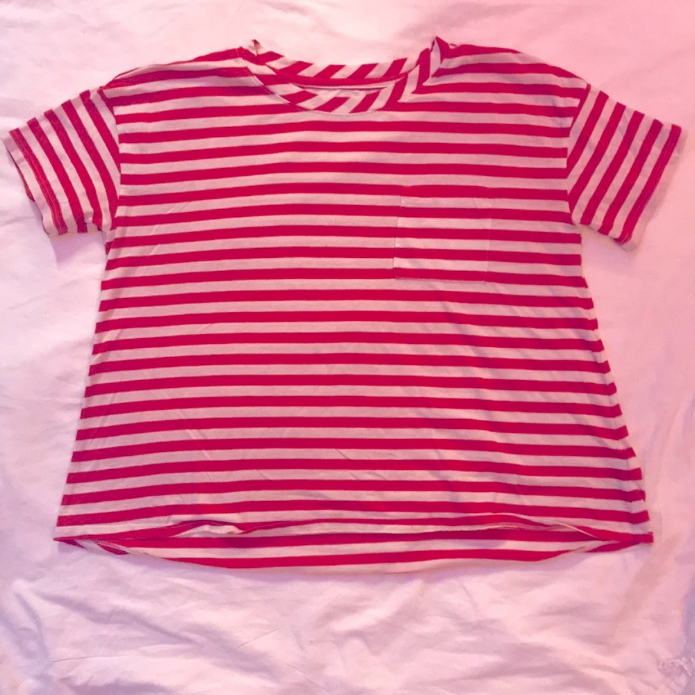 Red and white striped old navy crop top
